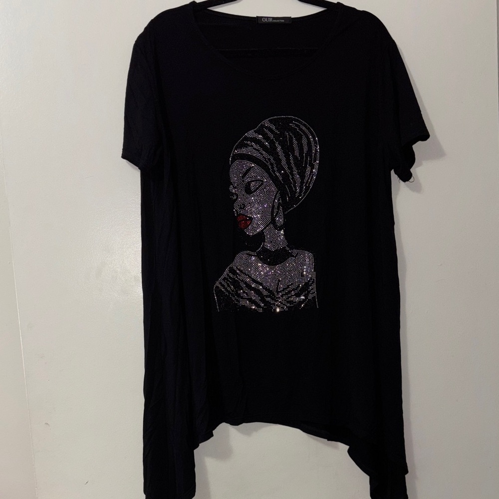 Pure Collection Black Short Sleeve Embellished Graphic Tee